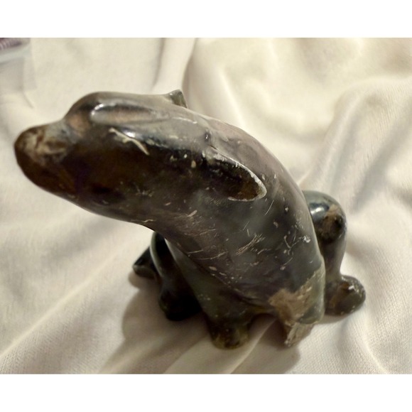 Other - Vintage Hand Carved Soapstone Bear Seal Figurine Seated Intuit Stone Sculpture